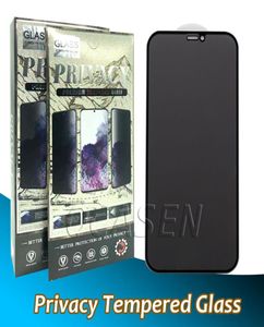 Premium Prywatność Prywatna szklana ochrona ekranu dla iPhone'a 13 12 Mini 11 Pro Max XR XS 7 8 Plus Antispy Full Cover with Backboard8601040