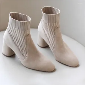 Botlar bayanlar için ayakkabı dikiş şaka femme churry yüksek topuklu kadınlar kare ayak parmakları kadın dikiş çizgileri tacones botas