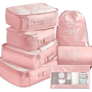 7-piece Set Travel Bag Organizer Clothes Luggage Travel Organizer Blanket Shoes Organizers Bag Suitcase Pouch Packing Cubes