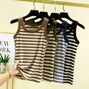 Frauen Tanks Fashion Black White Stripe Tanktops Sommer Tshirt ärmellose Modal Baumwollbasis Camis Streetwear