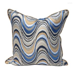 Kudde Abstract Blue Wave Case Satin Dekorativ täckning för soffa 45x45 vardagsrumskontor Hemmacrationer