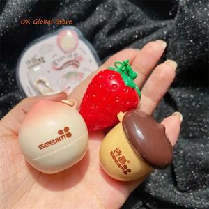 Cute Peach Nuts Strawberry Lip Balm Moisturizing Nutritious Long Lasting Smooth Portable Lipstick Base Makeup Brighten Care 240321