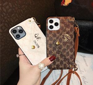 Дизайнеры iPhone Case для 14 Pro Max Leather Phone Case 11 Crossbody Lanyard 13 вставка карта 12 Pro Max Coin Card Case хороший хороший 5545919