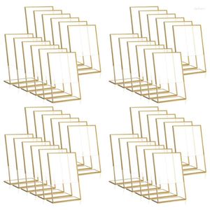 Frames 48PCS Gold Frame Acrylic Sign Holder Wedding Table Number Slanted Menu Double Sided Stand 4X6inch Vertical