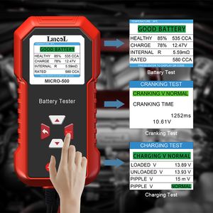 New Lancol Micro 500 Car Battery Tester 12V Teste de bateria de lítio CEAD SISTEMA DE ANÁLISER BATERIA DO ANÁLISER 40-3000 CCA LED Display