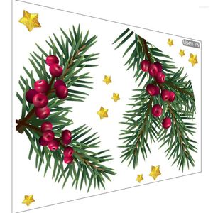 Dekorativa figurer Pine Branch Fruit Star Christmas Wall Sticker Toalett Badrum Hemdekoration Dekaler PVC