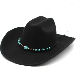 Basker 9,5 cm Big Brim Western Cowboy Hat Curled Belt Accessories Felt National Style Wear Performance Jazz Tide