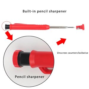 Solid Carpenter Pencil Set Built-in Sharpener with 6 Refill Leads Mechanical Pencil Marking Tool Kit for Woodworking Architect