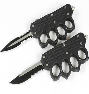 Högkvalitativ knogning Auto Tactical Knife 440C Double Actioningle Edge Serrated Blade EDC Pocket Gift Knives With Nylon Bag8229058