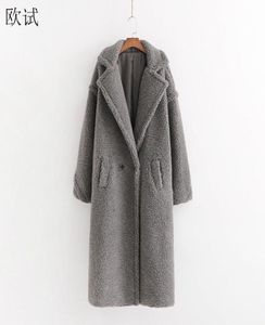 Plus Size Autumn Winter Faux Fur Teddy Bear Grey Long Coat Women Stylish Thick Warm Coats Cashmere Woman Fake Fourrure Jacket9247577