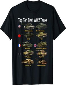 MEN039S Thirts Top Ten Tanks Sherman Panzer Panther Tiger T34 Summer Cotton Oneck Tshirt6661322