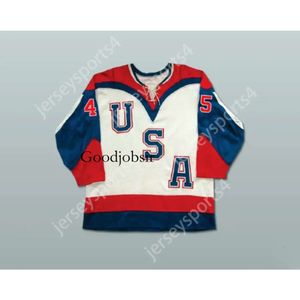 Gdsir Custom TIE DOWN WHITE DONALD TRUMP 45 USA HOCKEY JERSEY NEW Top Ed S-M-L-XL-XXL-3XL-4XL-5XL-6XL