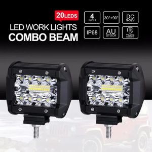 60W Auto LED WORK Light Bar Spot Flood Combo Pods Offroad Nebel Lampe wasserdichtes staubdestellter Licht für SUV ATV UTV Moto -Autozubehör