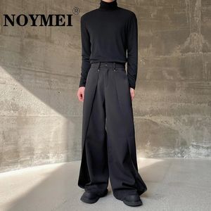 Noymei Cutting Multi Piece Design Wide Leg Straight Pants Personliga nitar Black AllMatch 2024 Spring Trousers WA3734 240326