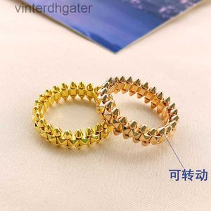 Top Quality 1to1 Original Women Designer Fashionable Rotating Bullet Head Willow Bead Edge Pyramid Titanium Steel Rose Gold Luxury Designer Brand Ring