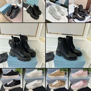 new Designer Polished Leather Martin Motorcycle boots loafers Chelsea Ankle Boots Full Grain Leather elasticity platform Women outdoor luxury Flat booties