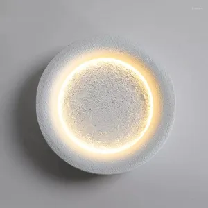 Wall Lamp Indoor Full Moon Creative Starry Bedroom Bedside Sconces Corridor Stair Decorative Mural Gypsum White LED Lighting