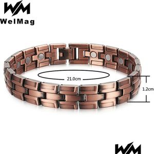 Bangle Armband Welmag Copper Armband för män Bio Energy One Row Magnet Therapy Holagram Magnetic Healing Drop Leverans smycken Dhzlw