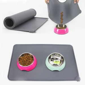 Neue wasserdichte Haustiermatte für Hundekatze Feste Farbe Silikon Haustier Futter Pad Haustier Schüssel Trinkhals Hunde Fütterung SaPhemat Easy Waschen