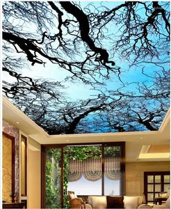 Sfondi stereoscopici carta da parati decorazione domestica art albero cielo 3d soggiorno soffitto murales personalizzati