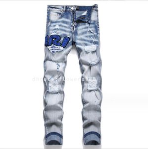 Jeans masculinos Novo jeans azul de jeans Bordado Bordado Lápis Lápis Men Jeans Jeans Men Jeans Men 42 Jeans Men 5xl Jeans Men Jeans Baggy Men Print