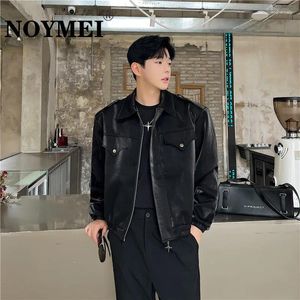 Men's Jackets NOYMEI Fashion Personalized Silky Glossy Korean Style Casual Jacket 2024 Autumn Short Coat Solid Color Chic WA3134
