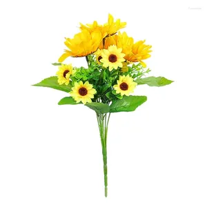 Decorative Flowers Fake Sunflowers Artificial Bouquet With Stem Faux Arrang