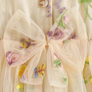 Kız Elbiseler Yürümeye Başlayan Bebek Tül Elbise Yaz Kolsuz Tutu Sundress Prenses Çiçek Nakamı Kıyafet Arka Çıkmaz V-Yellow