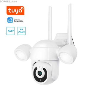 Inne kamery CCTV 5MP Tuya Flood Lighting kamera IP Humanoid Trigger PTZ Wi-Fi IP AI Auto Tracking 2-Way Audio Security CCTV Vedio Surveillance Y240403