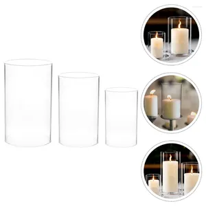 Candle Holders 3 Pcs Jar Shade Clear Cylinder Vases Glass High Borosilicate Supply Dining Room Light Fixture