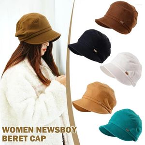 BERETS 2024 여성 SBOY CABBIE BERET CAP PLUSH 및 두꺼운 겨울 화가 가을 발끝으로 빈티지 캡 레저 캐주얼 H L2M7