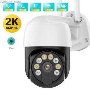 Другие камеры видеонаблюдения 8MP 4K HD Wi -Fi IP -камера на открытом воздухе беспроводной камеры PTZ AI AI Auto Tracking Security CCTV 1080p Video Surveillance Icsee Y240403