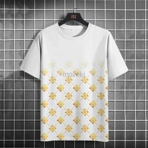 Men's T-Shirts Summer Mens T Shirt Casual Crew Neck Short Sleeve Pullover Street Fashion Sportwear Oversized Male Clothing Pattern Print 2443