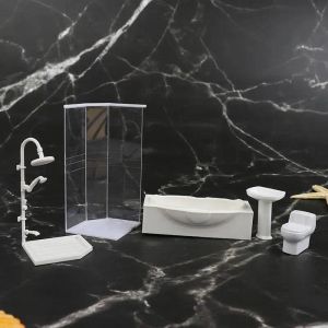 1:25 Dollhouse Miniature Bathroom Set Shower Room Toilet Bathtub Sink Model Toy Mini Doll House Accessories