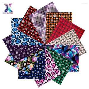 Window Stickers XFX HTV grossist Snowflake Plaid Heat Transfer Bundle 12x10 i 12 st järn på blommor T-shirt julstil Cricut