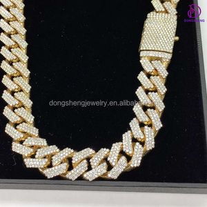 Tillverkad i Kina Luxury Jewelry Cuban Chain 925 Silver 18K Gold 18mm 20mm Iced Out VVS Moissanite Hip Hop