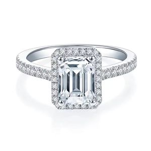 Кольцо свадьба Emerald Cut 2ct Lab Diamond Promise Sets Ring Sets Sterling Sier Engagemen T Moissanite Swiding Band для женских свадебных ювелирных украшений
