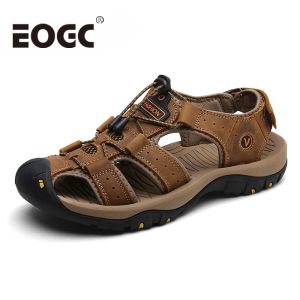 Sandals Brand Leather Leather Summer Shoes Soft Men Sandals Shoes for Male Breatable Light Beach Quality Quality Walking Walking Sandals