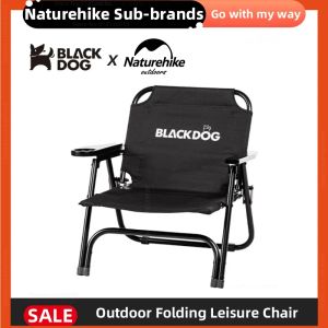 家具NatureHikeBlackDog Outdoor Portable Camping Chair 600D Oxford Cloth Folding Fishing BBQ Picnic Beach Chare Leisure Coffee Chair