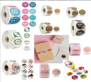 Pembe Renkler 500 PCSROLL 10 Stil Çiçekler Kalp Teşekkürler Yapışkan Çıkartma Scrapbooking El yapımı iş ambalajı mühür dekor7158040