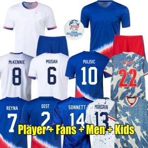 Pulisic 2024 Stati Uniti McKennie 24 25 Maglie da calcio 2023 2024 McKennie Reyna Weah Swanson Usas Morgan Rapinoe 1994 Men Woman Kid Kit Kit Shirt Lalas