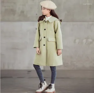 Down Coat Girls Winter Coats Teenage dziewczyna zielona kołnierzka wełna długie dziecięce dziecięce znaki dla dzieci kurtki odzieżowe top