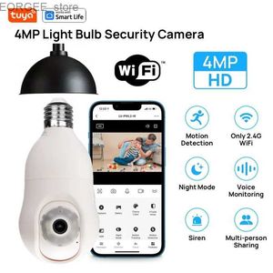 Andra CCTV -kameror Tuya Smart 4MP 355 2K glödlampa Säkerhetskamera - inomhus/utomhus trådlös 2.4 GHzfull Color Day Nightmotion Detectionalarm Y240403