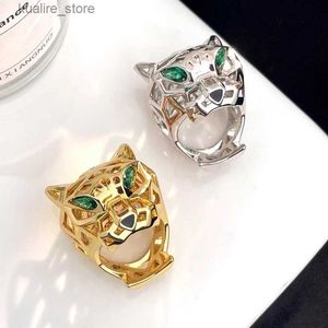 Cluster Rings Hot New 925 sterling silver hollow leopard print ring suitable for womens personalized trends luxury brand jewelry party gifts L240402