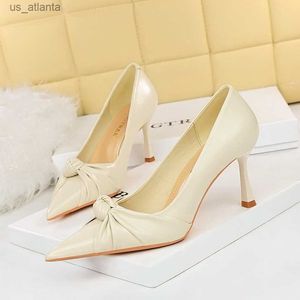 Dress Shoes Star Style Luxury High Heels Sexy Pumps Wedding Butterfly-knot Pointed Toe PU 8CM Thin Sweet Office Career Women H240403T6V7