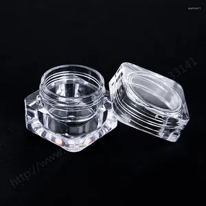 Speicherflaschen 50pcs 5G leerer Acryl Clear Cosmetic Jar kleiner Proben Make-up Subpottling Nagel Case Container Pot