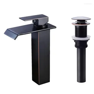 Bathroom Sink Faucets Basin Faucet Up Drainer Black Oil Tap Grifo Lavabo And Cold Waterfall