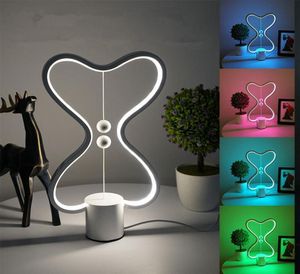 Balance lâmpada de mesa LED Smart lampara magnetic midir switch USB Creative Bedroom Night Night Light Heart Douple Heart Presente colorido5543444