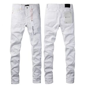 Purple Brand Jeans Kleidung Jeans für Männer niedrige Jeans weiße Farbe Streetwear Ripped Jeans Hosen hohe Qualität 240325