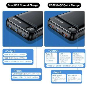 Power Cell Telephone Banks Essager Bank 20000Mah Batteria esterna Pacco 20000 Mah PowerBank PD 20W Caricatore portatile di ricarica rapida per iPhone Poverbank 2445